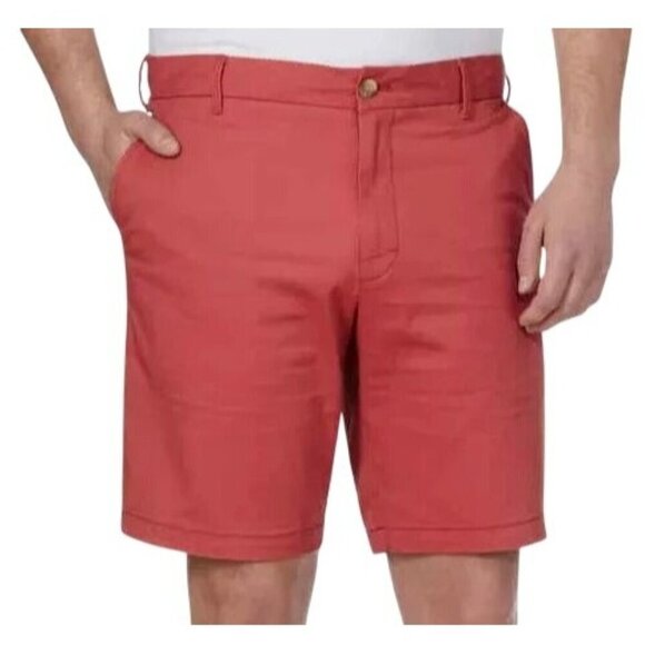 NWOT Izod Men's Size 32 Saltwater Stretch Chino Shorts Red Cotton Blend - Picture 1 of 7